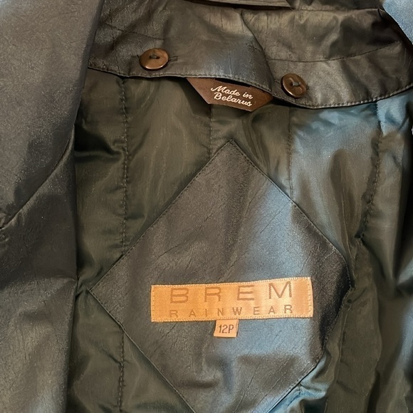 VTG 90’s-Brem rainwear-12P-teal green-double breasted raincoat with shoulder pad - Picture 6 of 14